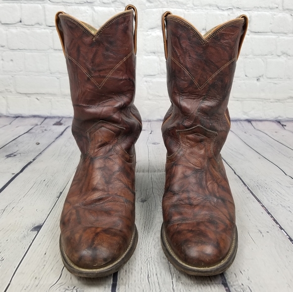 JUSTIN | pull-on cowboy western variegated leather boots - Picture 5 of 10